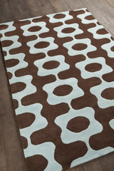 Chandra Inhabit INH-21601 Blue and Brown rug, angled side view