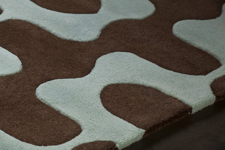 Chandra Inhabit INH-21601 Blue and Brown rug, side detail view
