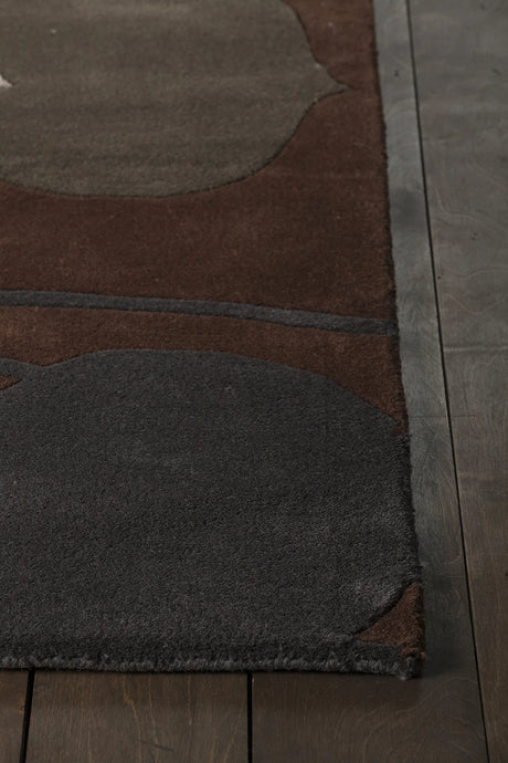 Chandra Inhabit INH-21602 Brown and Grey rug, corner detail