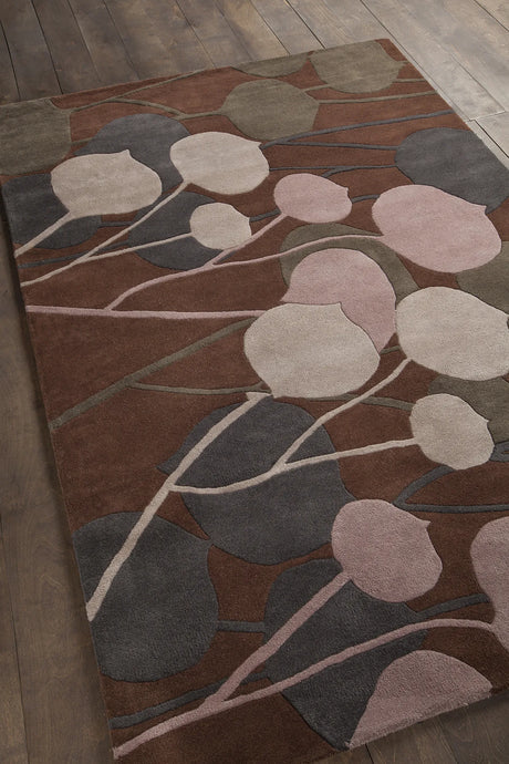 Chandra Inhabit INH-21602 Brown and Grey rug, angled side view