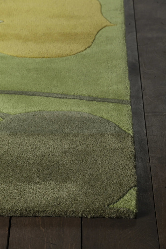 Chandra Inhabit INH-21603 Green rug, corner detail