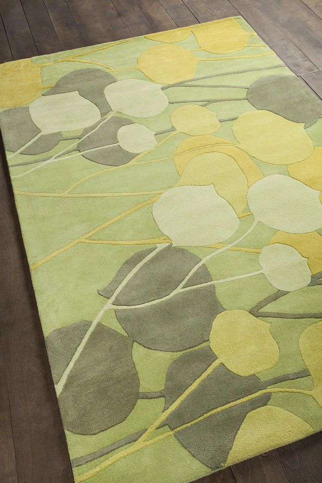 Chandra Inhabit INH-21603 Green rug, angled side view