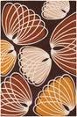Chandra Inhabit INH-21606 Brown and Orange and White and Peach rug, flat view