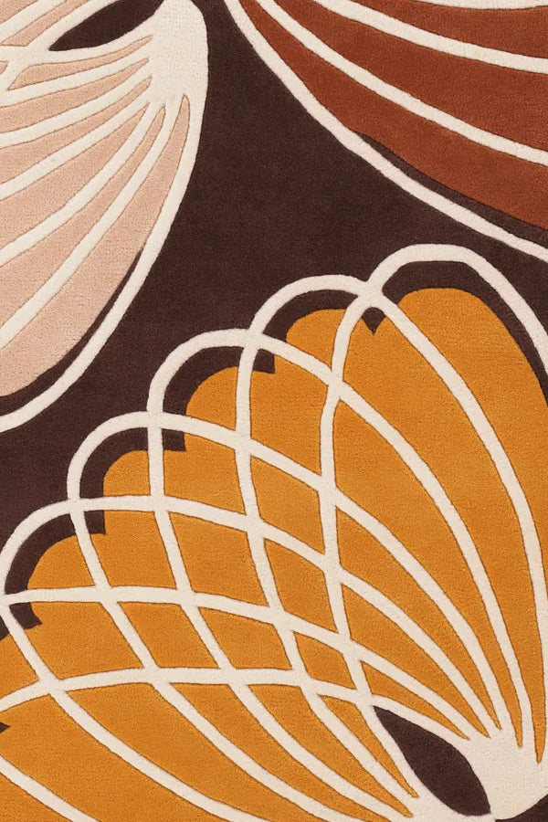 Chandra Inhabit INH-21606 Brown and Orange and White and Peach rug, texture close-up