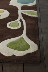 Chandra Inhabit INH-21608 Brown and White and Blue and Green rug, corner detail