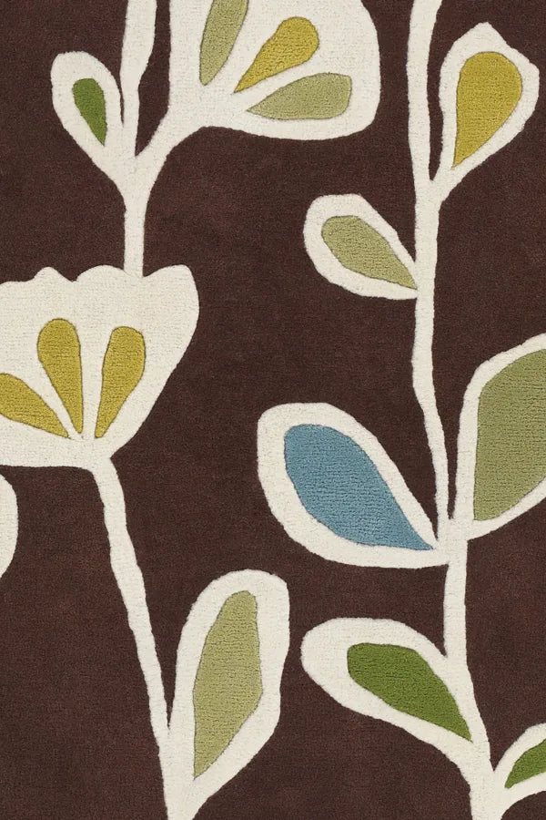 Chandra Inhabit INH-21608 Brown and White and Blue and Green rug, texture close-up