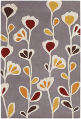 Chandra Inhabit INH-21609 Grey and White and Yellow and Brown and Red rug, flat view