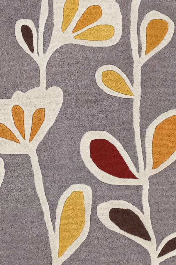 Chandra Inhabit INH-21609 Grey and White and Yellow and Brown and Red rug, texture close-up
