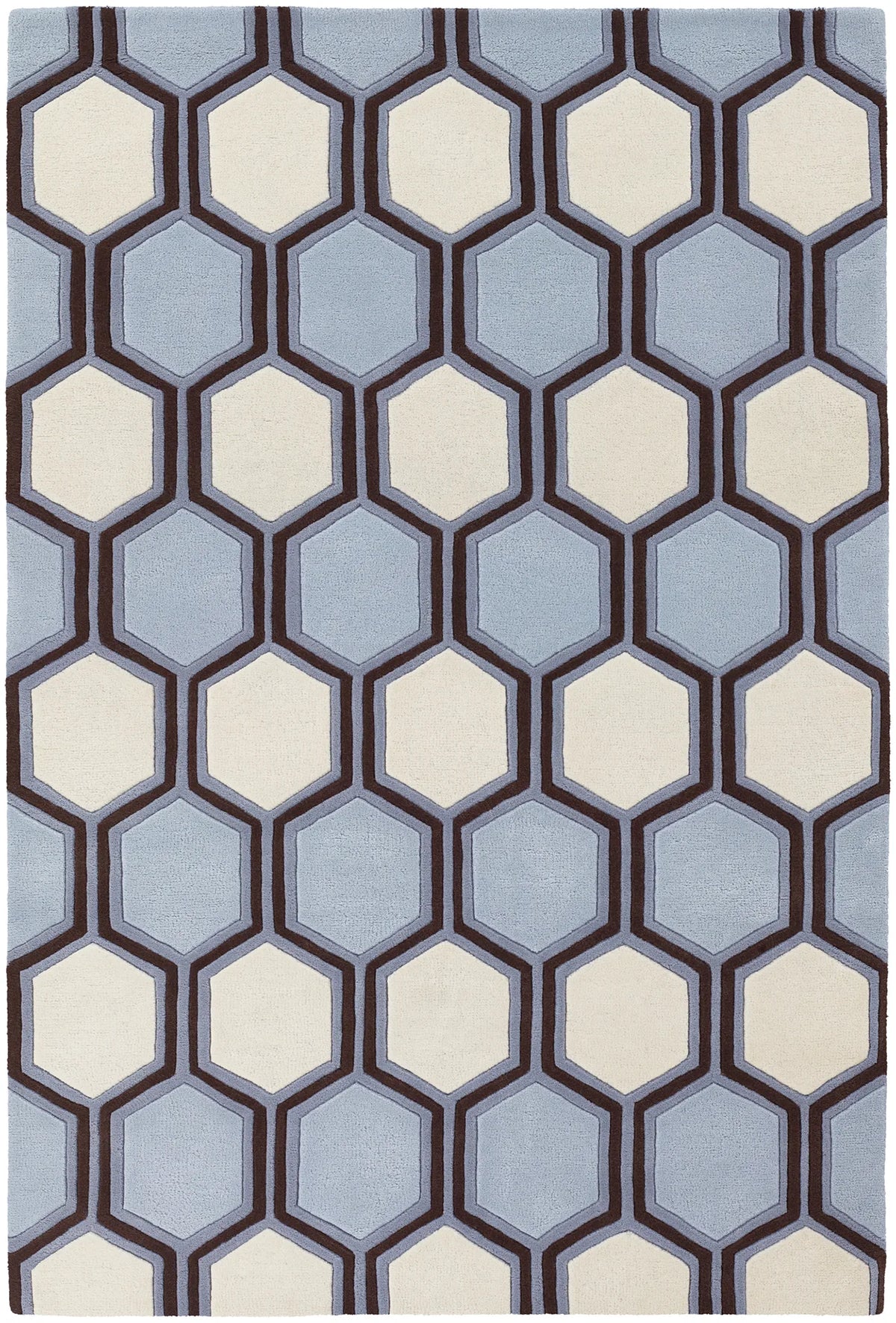 Chandra Inhabit INH-21611 Blue and Brown and White rug, flat view