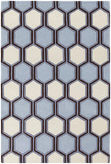 Chandra Inhabit INH-21611 Blue and Brown and White rug, flat view