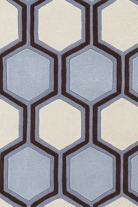 Chandra Inhabit INH-21611 Blue and Brown and White rug, texture close-up