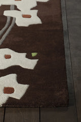 Chandra Inhabit INH-21612 Brown and White and Grey and Green rug, corner detail