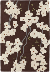 Chandra Inhabit INH-21612 Brown and White and Grey and Green rug, flat view