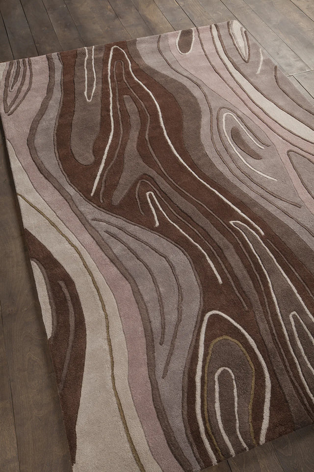 Chandra Inhabit INH-21616 Brown rug, angled side view