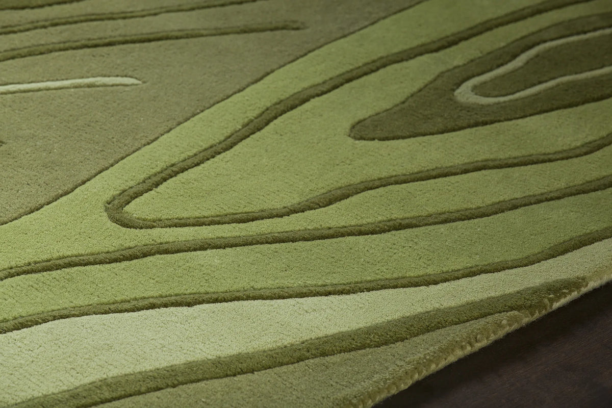 Chandra Inhabit INH-21617 Green rug, side detail view