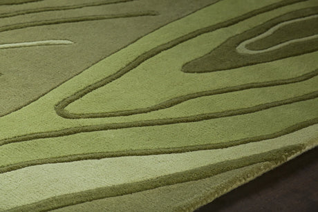 Chandra Inhabit INH-21617 Green rug, side detail view