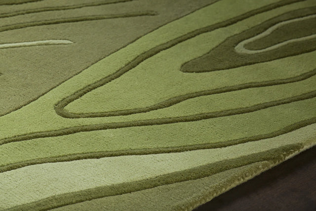 Chandra Inhabit INH-21617 Green rug, side detail view