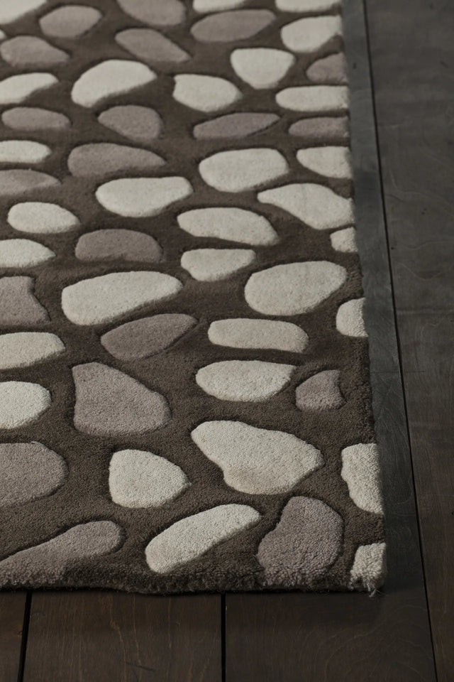 Chandra Inhabit INH-21618 Charcoal and Grey and White rug, corner detail