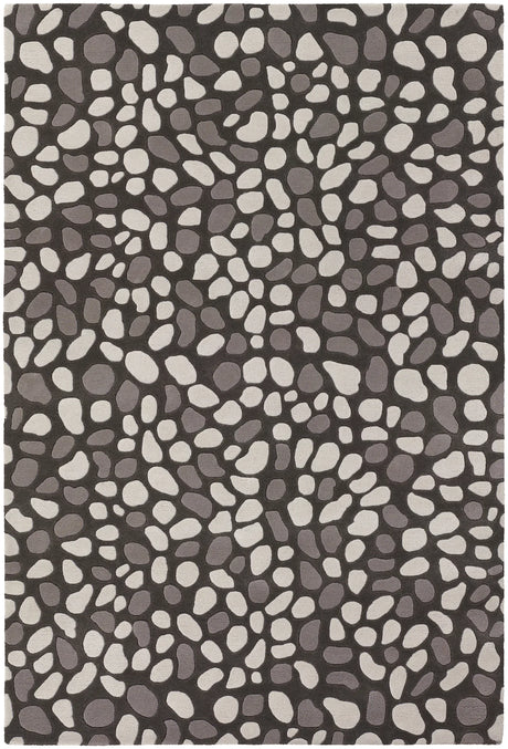 Chandra Inhabit INH-21618 Charcoal and Grey and White rug, flat view