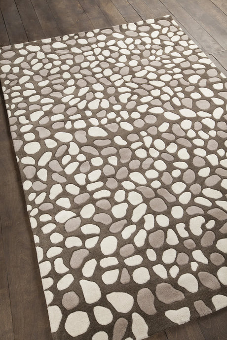 Chandra Inhabit INH-21618 Charcoal and Grey and White rug, angled side view