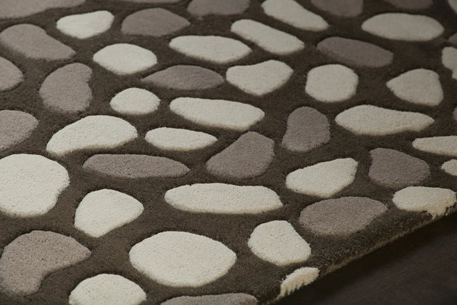 Chandra Inhabit INH-21618 Charcoal and Grey and White rug, side detail view