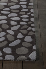 Chandra Inhabit INH-21619 Charcoal and Grey rug, corner detail