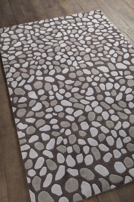Chandra Inhabit INH-21619 Charcoal and Grey rug, angled side view