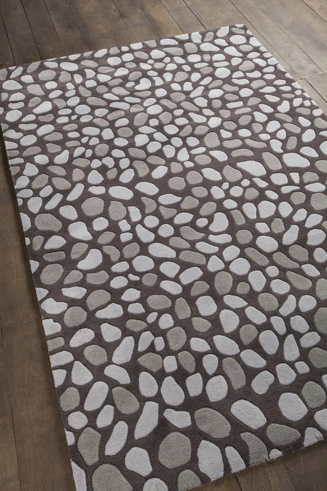 Chandra Inhabit INH-21619 Charcoal and Grey rug, angled side view