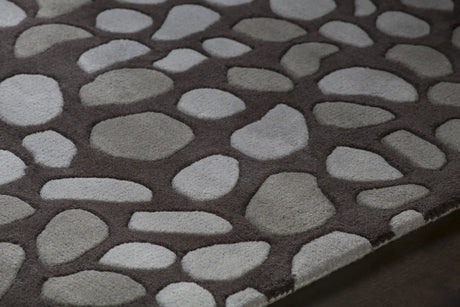 Chandra Inhabit INH-21619 Charcoal and Grey rug, side detail view