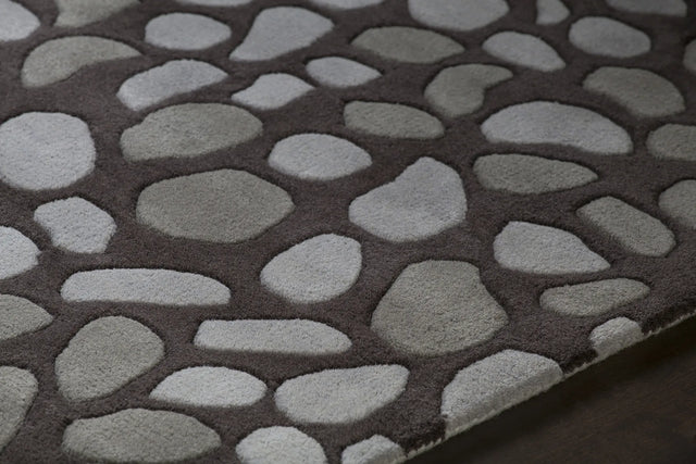 Chandra Inhabit INH-21619 Charcoal and Grey rug, side detail view