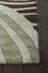 Chandra Inhabit INH-21621 White and Green and Orange and Grey and Brown rug, corner detail