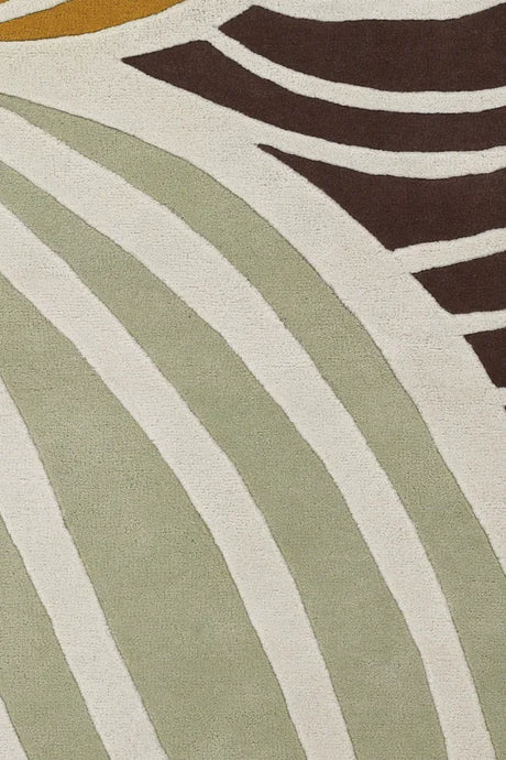 Chandra Inhabit INH-21621 White and Green and Orange and Grey and Brown rug, texture close-up