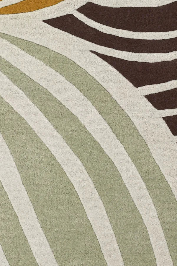 Chandra Inhabit INH-21621 White and Green and Orange and Grey and Brown rug, texture close-up