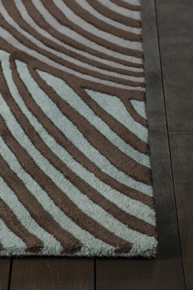 Chandra Inhabit INH-21622 Brown and Blue rug, corner detail