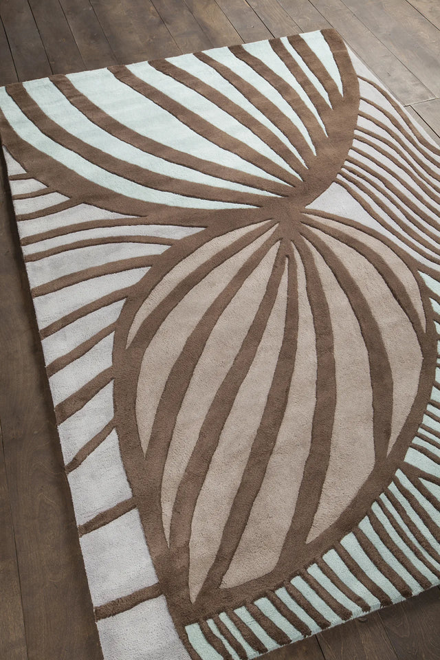 Chandra Inhabit INH-21622 Brown and Blue rug, angled side view
