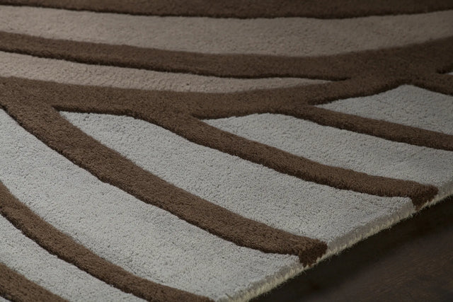 Chandra Inhabit INH-21622 Brown and Blue rug, side detail view