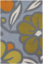 Chandra Inhabit INH-21624 Grey and Orange and Green and White rug, flat view
