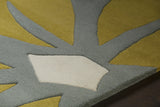 Chandra Inhabit INH-21624 Grey and Orange and Green and White rug, side detail view