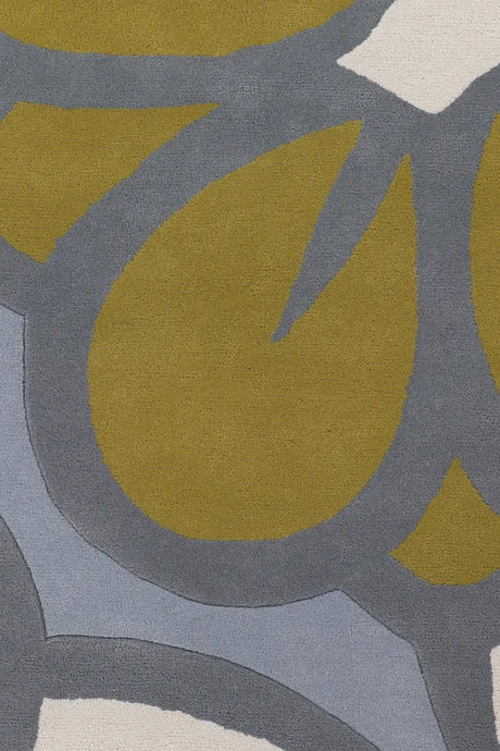 Chandra Inhabit INH-21624 Grey and Orange and Green and White rug, texture close-up