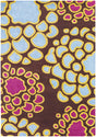 Chandra Inhabit INH-21626 Brown and Pink and Blue and Yellow rug, flat view