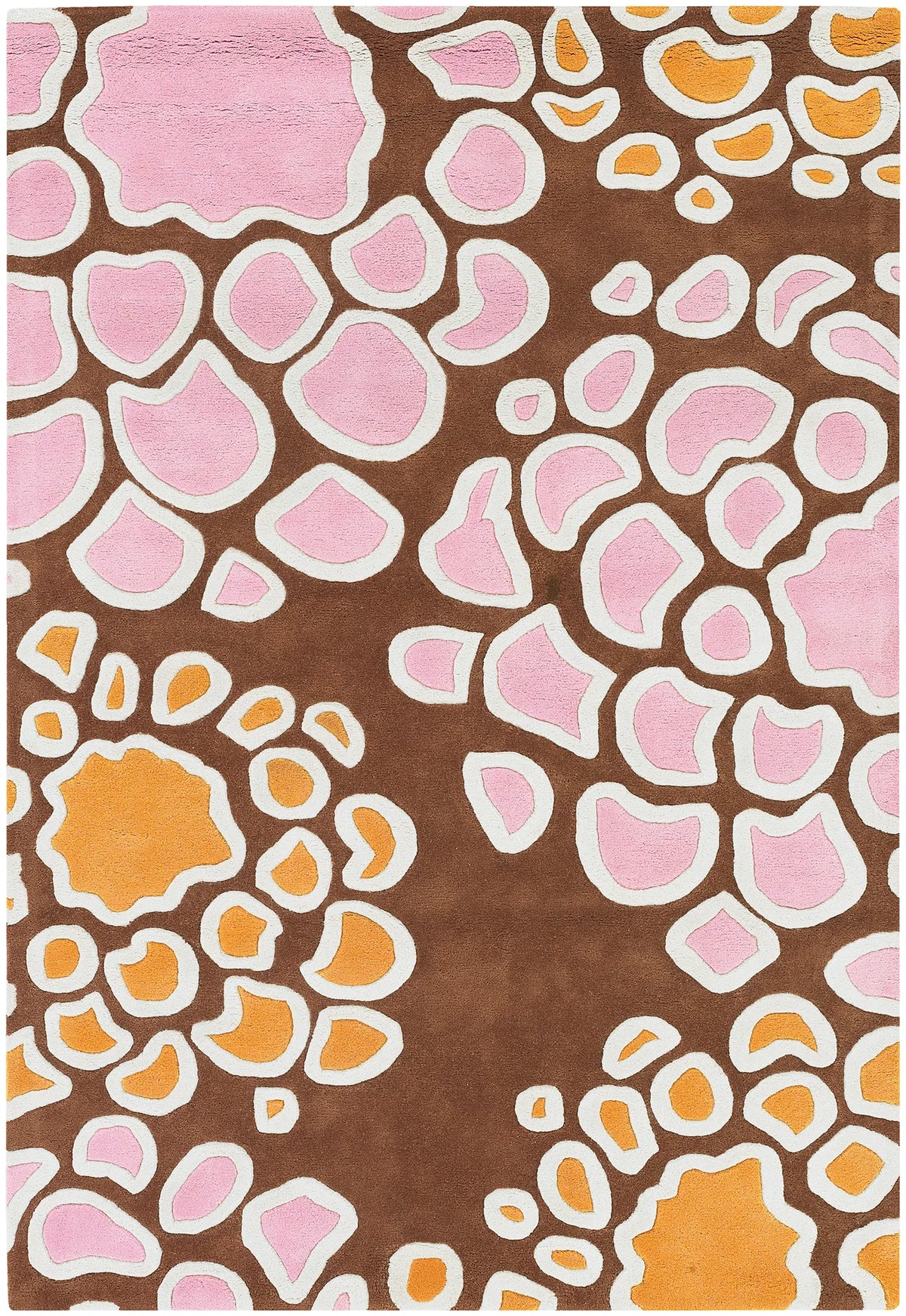 Chandra Inhabit INH-21627 Brown and Orange and Pink and White rug, flat view
