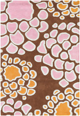 Chandra Inhabit INH-21627 Brown and Orange and Pink and White rug, flat view