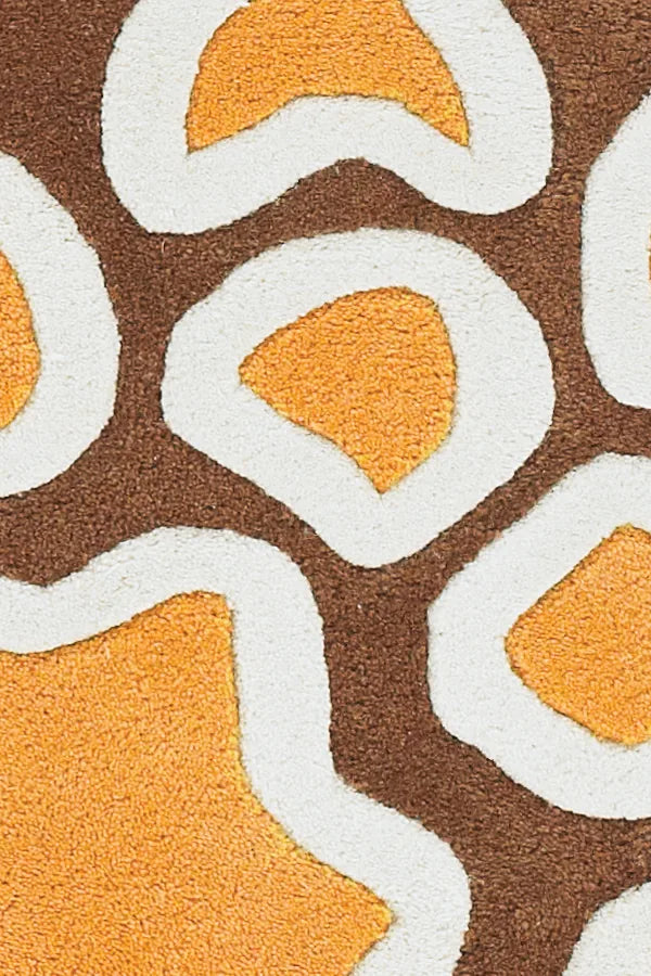 Chandra Inhabit INH-21627 Brown and Orange and Pink and White rug, texture close-up