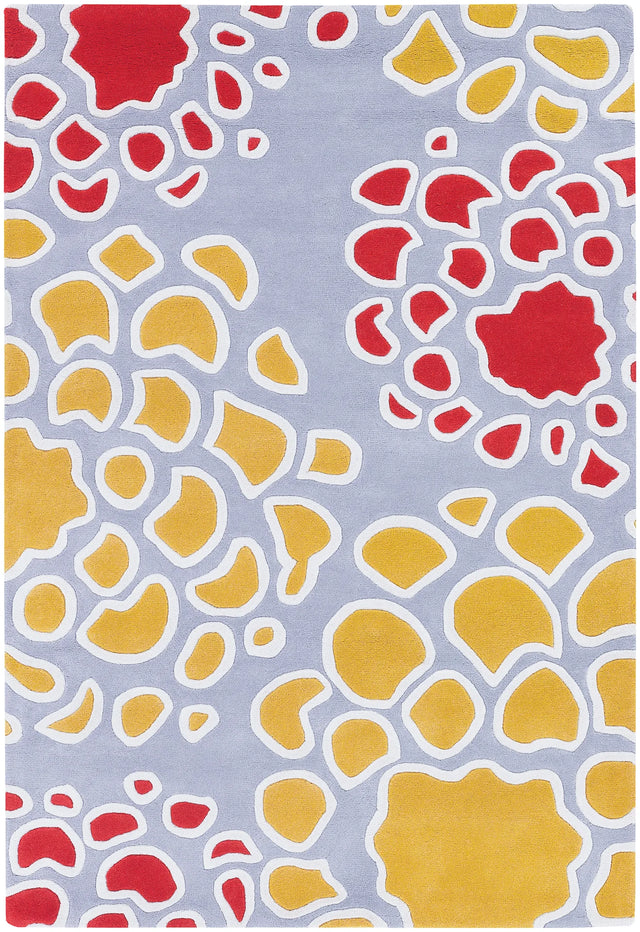 Chandra Inhabit INH-21628 Grey and Gold and Red and White rug, flat view