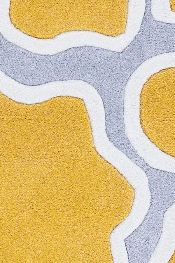 Chandra Inhabit INH-21628 Grey and Gold and Red and White rug, texture close-up