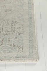 Chandra Isla ISL-44202 White and Blue and Grey rug, corner detail