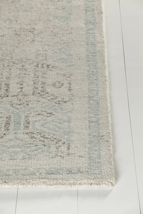 Chandra Isla ISL-44202 White and Blue and Grey rug, corner detail