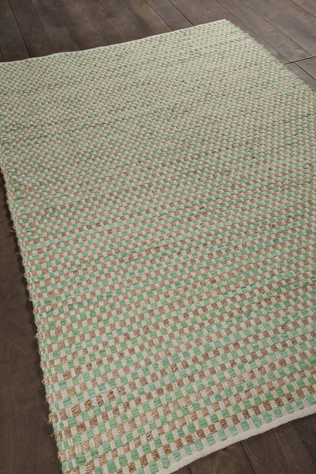 Chandra Jazz JAZ-17004 Tan and Green rug, angled side view