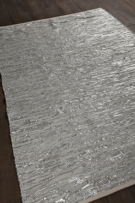 Chandra Jazz JAZ-17005 Silver and Grey and Tan rug, angled side view