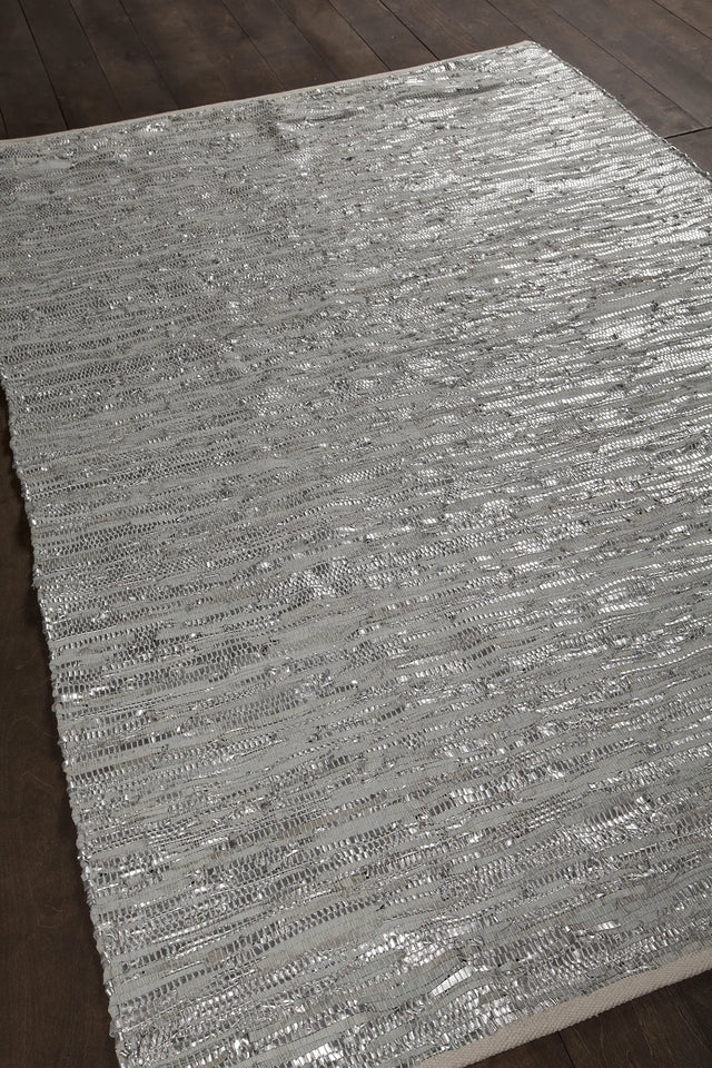 Chandra Jazz JAZ-17005 Silver and Grey and Tan rug, angled side view